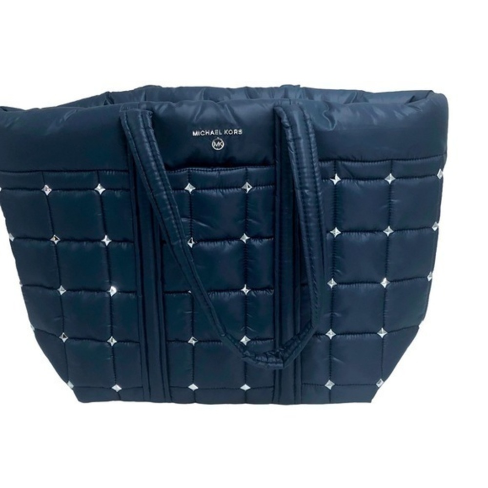 Michael Kors Stirling Quilted Puffy Navy Large Tote NWT